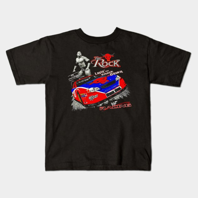 Retro 90s WWF Racing (The Rock) Kids T-Shirt by Meat Beat